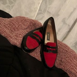 Bally Red + Black Patent Leather Penny Loafer VTG